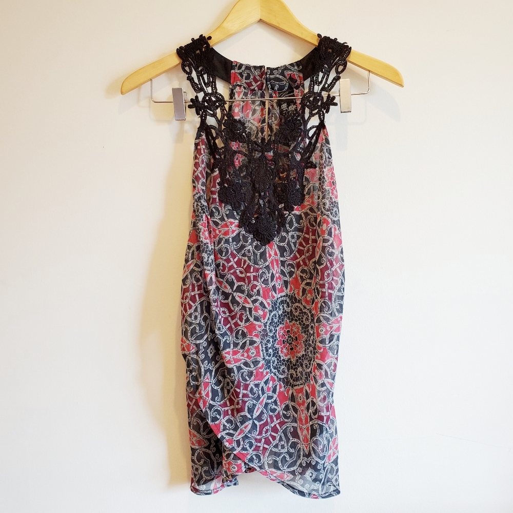Guess Eyelet Halter Top with Wrap Front